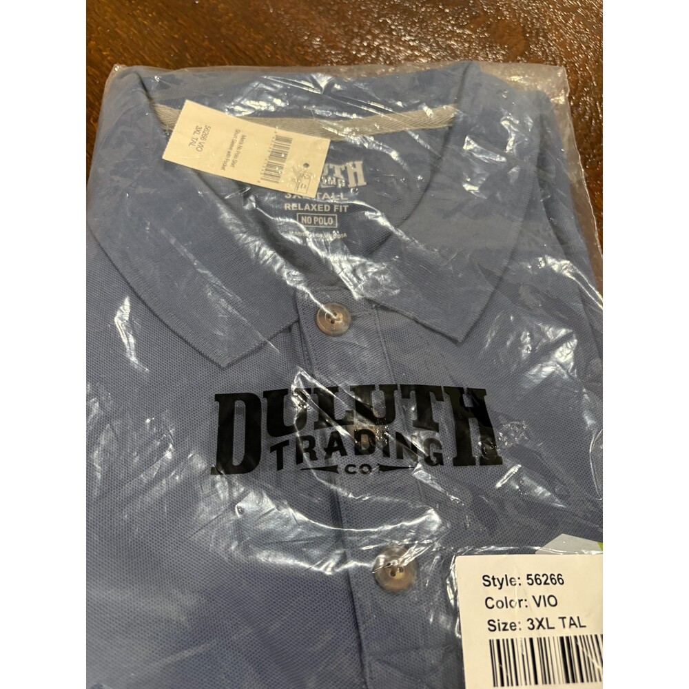 Duluth Trading Co Polo Mens Shirt 3XL Tall Short Sleeve Blue NIP NEW Relaxed fit - Picture 2 of 3